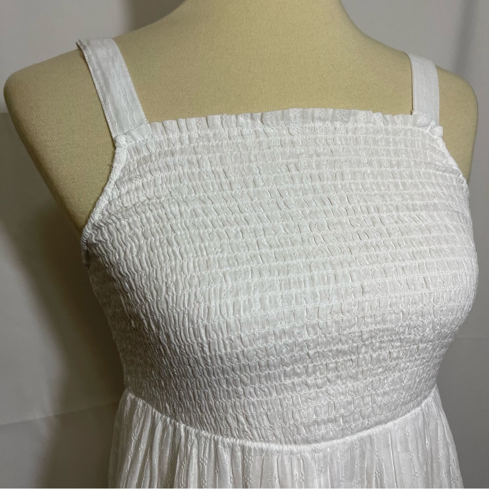 Joie Smocked Crochet Trim Tiered MIDI Dress - Picture 6 of 13